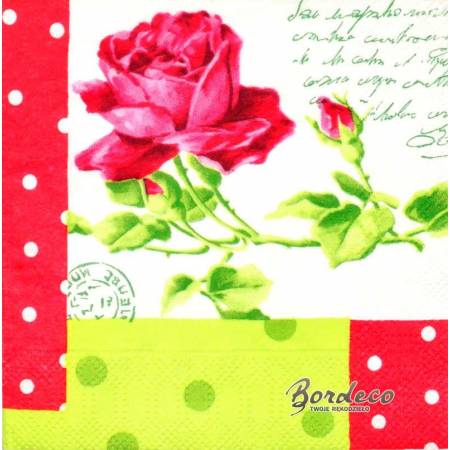 Serwetka decoupage firmy PPD róża czerwona 25x25cm